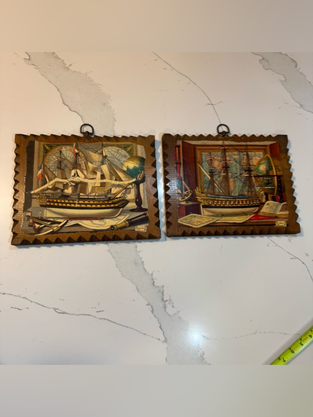 2 Vintage charles cerny Nautical Ship wooden wall Plaques